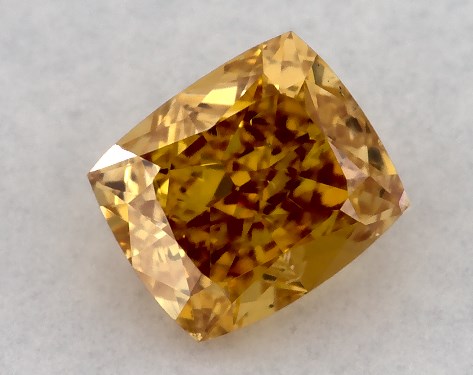 GIA 0.50 Carat Fancy Intense Yellow Orange-SI2 Cushion Modified Cut Diamond